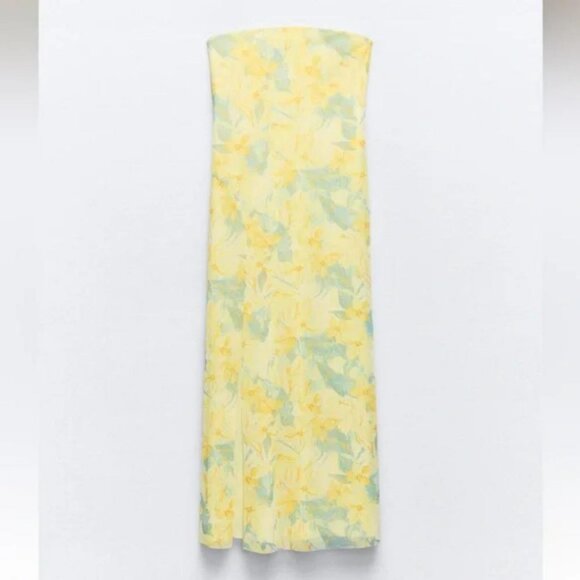 ZARA STRAPLESS PRINTED TULLE DRESS - Picture 4 of 8